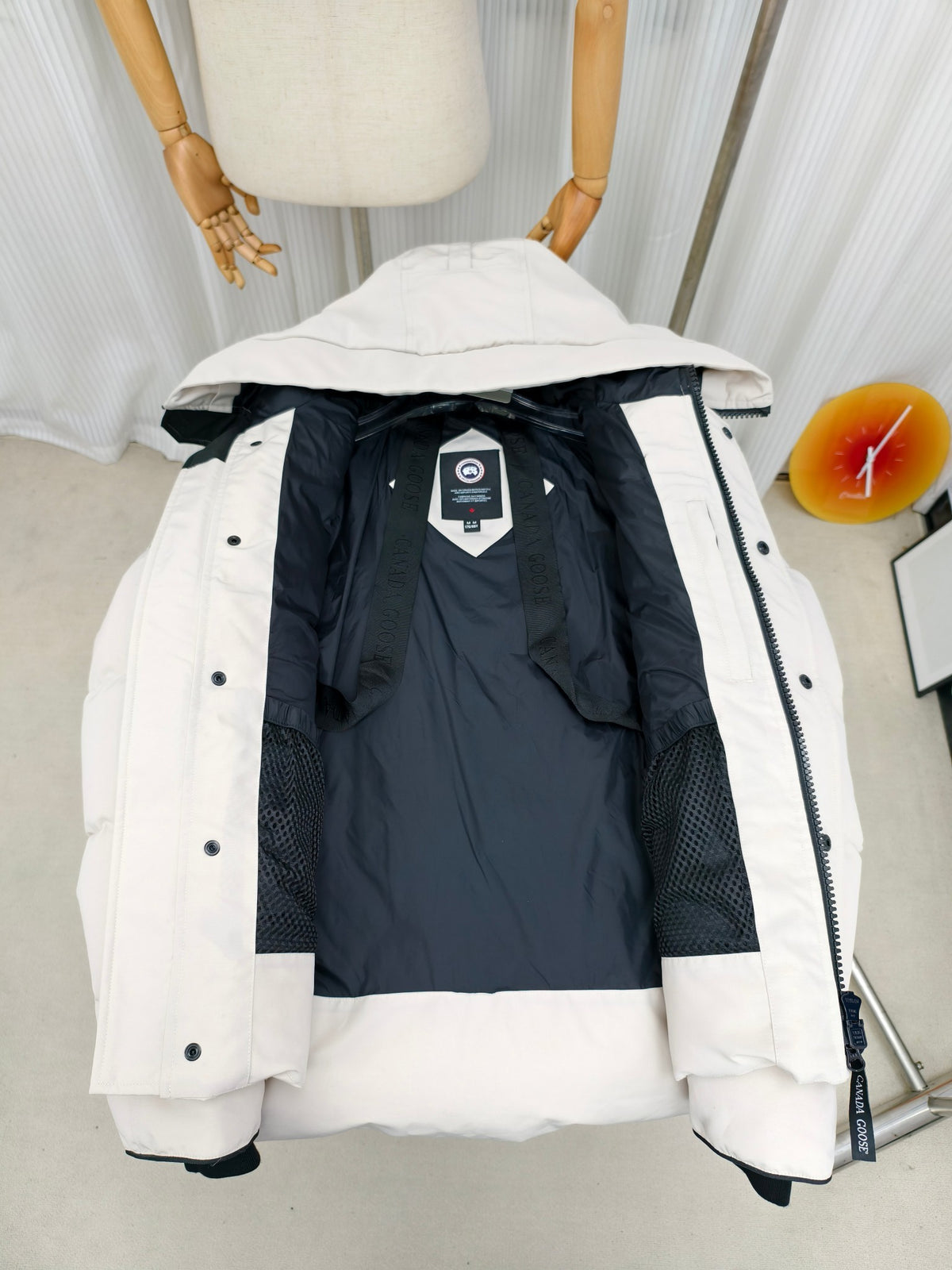 Canada Goose White Fur-Trim Hooded Quilted Puffer Jacket