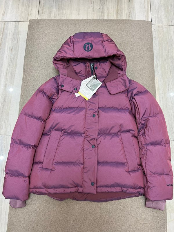 Lululemon Mauve Purple Logo-Hood Quilted Puffer Jacket