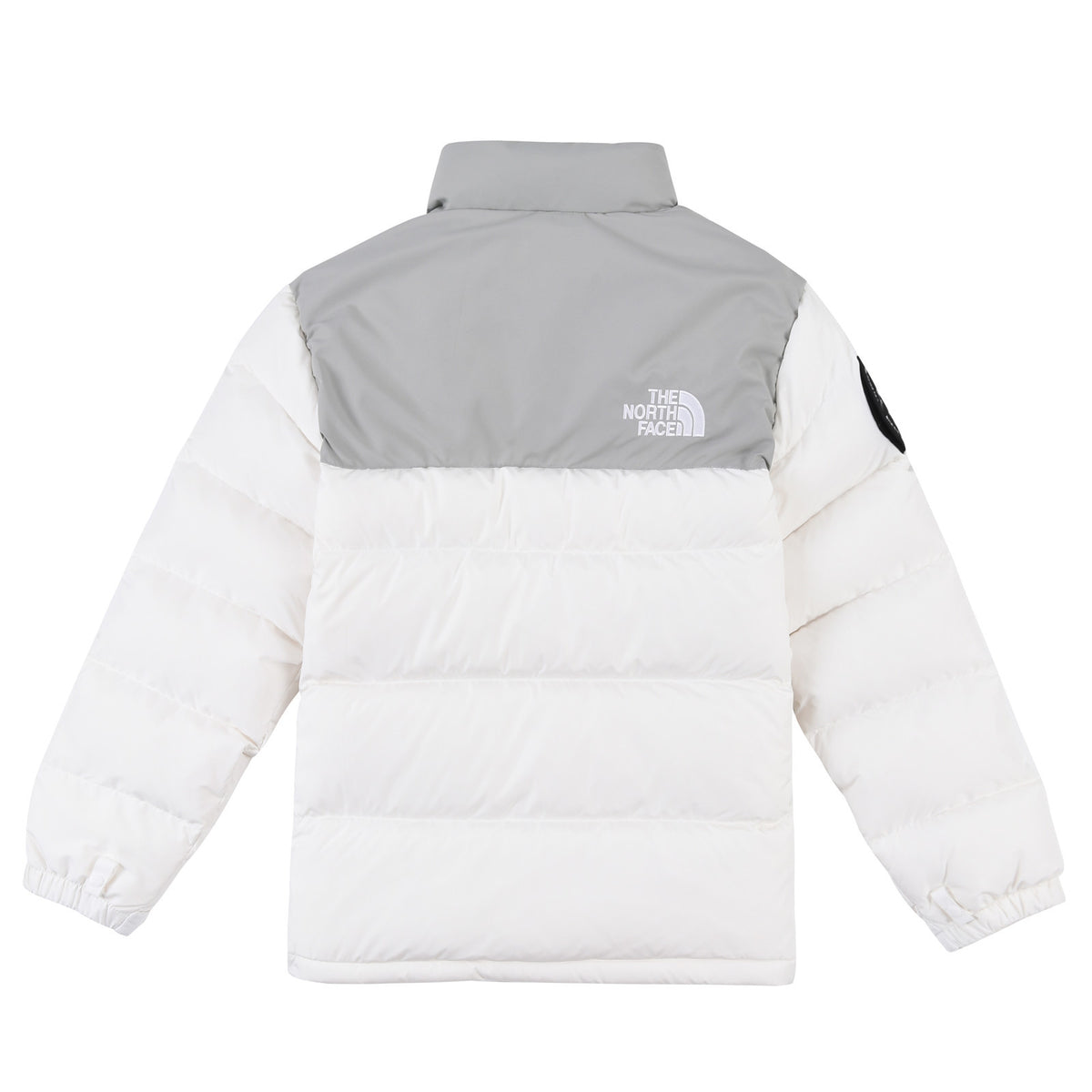 The North Face White and Gray Color-Block Puffer Jacket