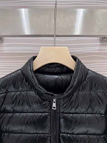 Moncler Black Glossy Stand-Collar Quilted Puffer Jacket
