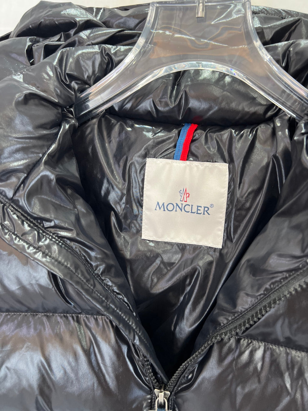 Moncler Black Glossy Sleeve-Pocket Hooded Puffer Jacket