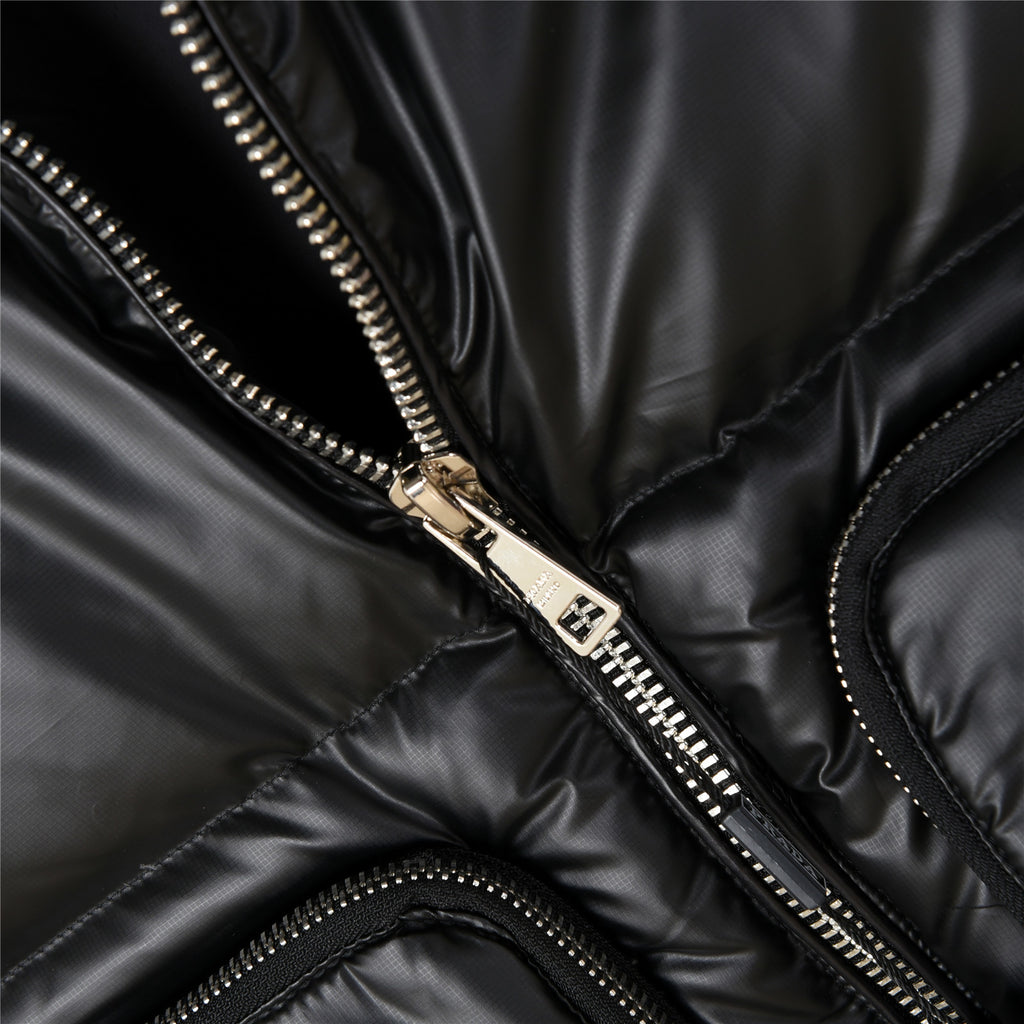 Prada Black Glossy Zip-Pocket Puffer Vest
