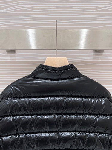 Moncler Black Glossy Stand-Collar Quilted Puffer Jacket