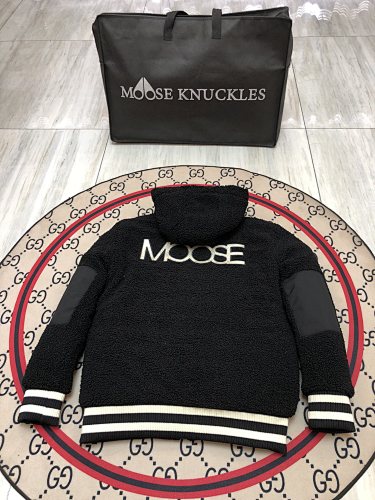 Moose Knuckles Black Hooded Teddy Jacket