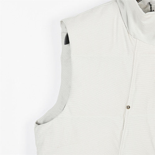 Moose Knuckles White Silver-Stud Stand-Collar Puffer Vest