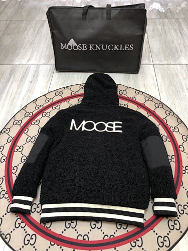 Moose Knuckles Black Hooded Teddy Jacket