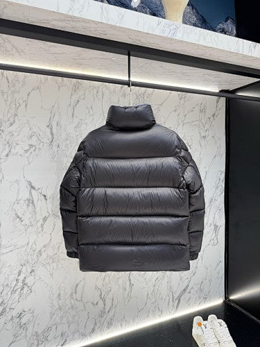 Moncler Black Blue-Lined High-Collar Puffer Jacket