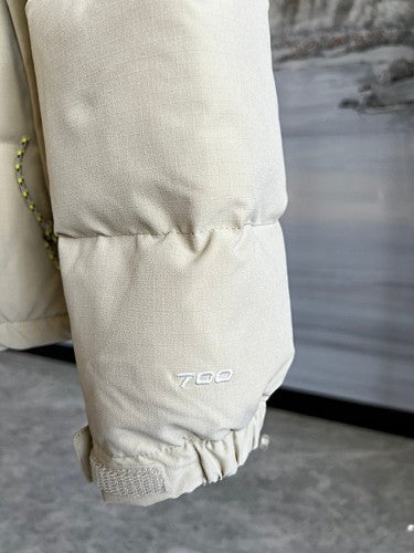 The North Face Cream and Brown Color-Block Puffer Jacket