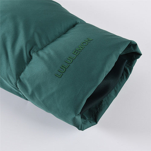 Lululemon Deep Teal Green Logo-Hood Quilted Puffer Jacket