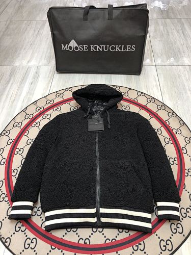 Moose Knuckles Black Hooded Teddy Jacket