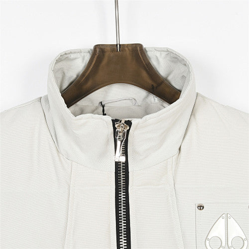 Moose Knuckles White Silver-Stud Stand-Collar Puffer Vest