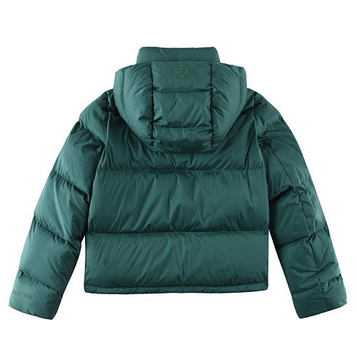 Lululemon Deep Teal Green Logo-Hood Quilted Puffer Jacket