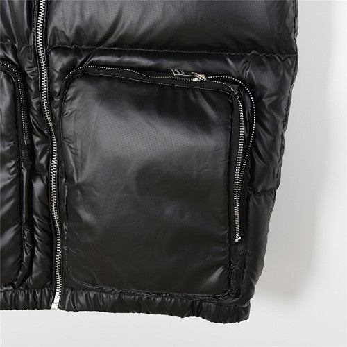 Prada Black Glossy Zip-Pocket Puffer Vest