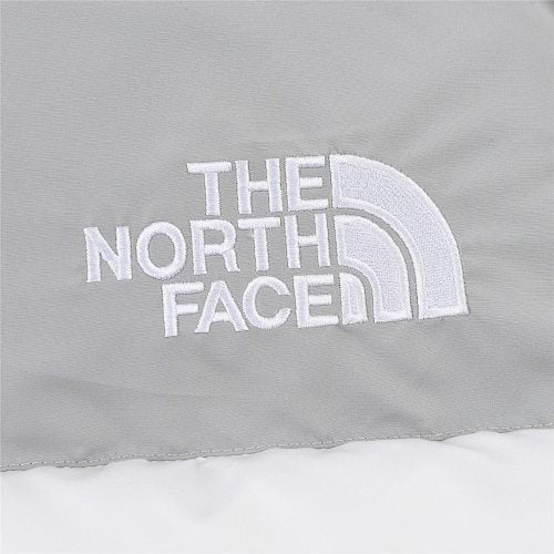 The North Face White and Gray Color-Block Puffer Jacket