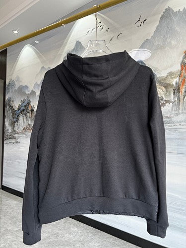 Moncler Black Logo-Stripe Quilted-Front Hooded Jacket