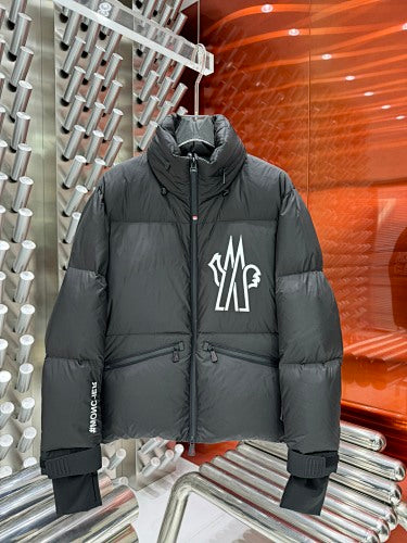 Moncler Black Graphic-Back High-Collar Puffer Jacket