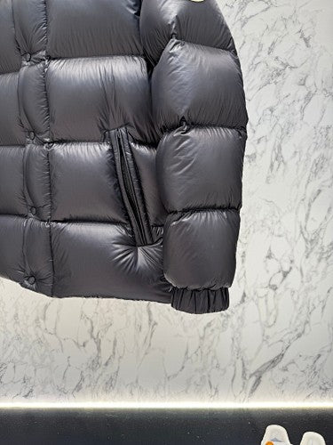 Moncler Black Blue-Lined High-Collar Puffer Jacket