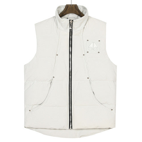 Moose Knuckles White Silver-Stud Stand-Collar Puffer Vest