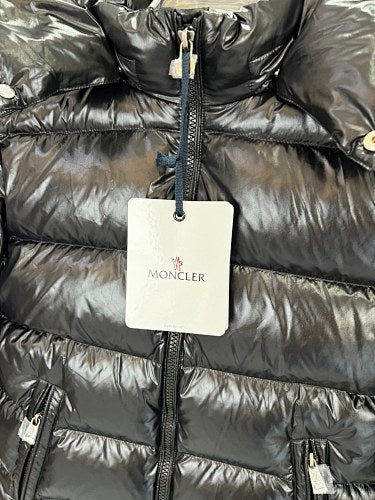 Moncler Black Glossy Sleeve-Pocket Hooded Puffer Jacket
