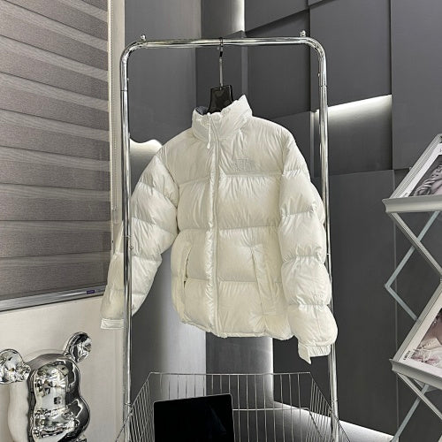 The North Face White Tonal-Logo Stand-Collar Puffer Jacket
