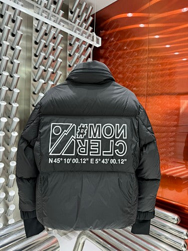 Moncler Black Graphic-Back High-Collar Puffer Jacket
