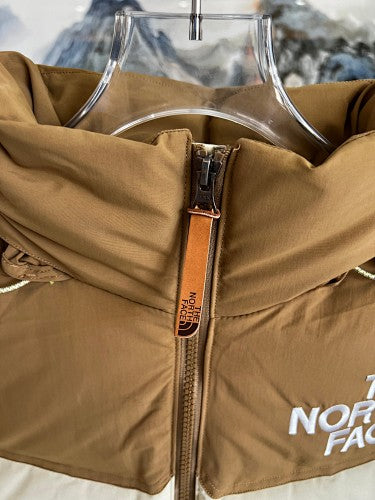 The North Face Cream and Brown Color-Block Puffer Jacket