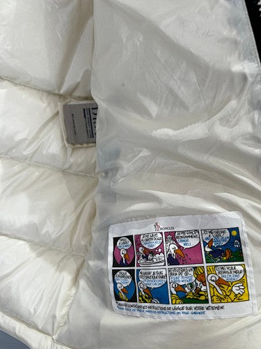Moncler Ivory White Glossy Hooded Quilted Puffer Jacket