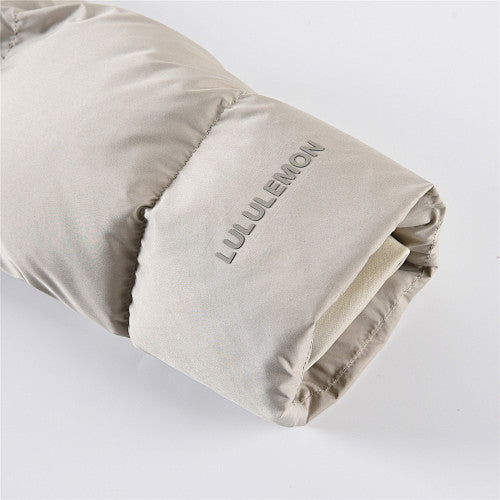 Lululemon Light Taupe Logo-Hood Quilted Puffer Jacket