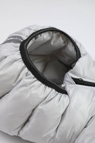 Canada Goose Light Gray Stripe-Detail Hooded Puffer Jacket