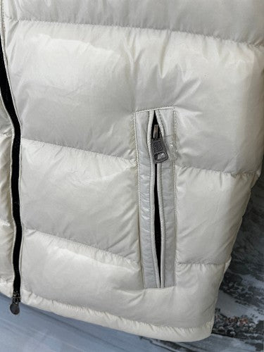 Moncler Ivory White Glossy Hooded Quilted Puffer Jacket