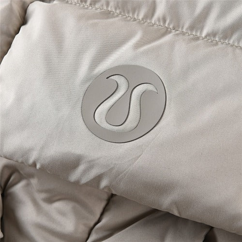 Lululemon Light Taupe Logo-Hood Quilted Puffer Jacket