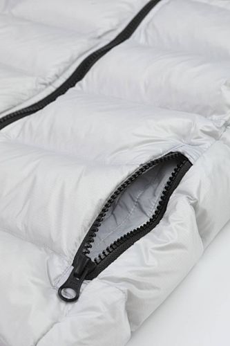 Canada Goose Light Gray Stripe-Detail Hooded Puffer Jacket