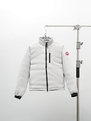 Canada Goose White Chest-Zip Stand-Collar Puffer Jacket
