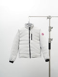Canada Goose White Chest-Zip Stand-Collar Puffer Jacket