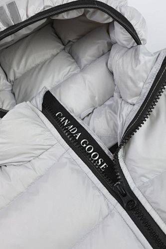 Canada Goose Light Gray Stripe-Detail Hooded Puffer Jacket