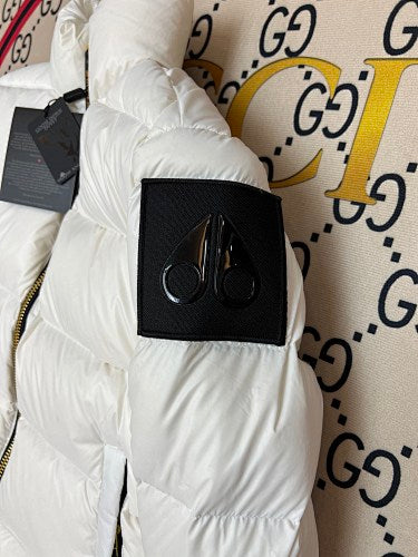 Moose Knuckles White Stand-Collar Quilted Puffer Jacket