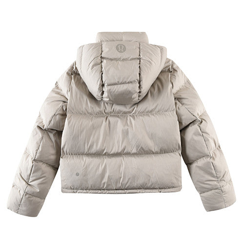 Lululemon Light Taupe Logo-Hood Quilted Puffer Jacket