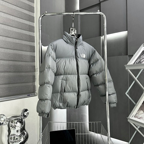 The North Face Gray Stand-Collar Quilted Puffer Jacket