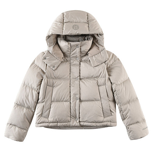Lululemon Light Taupe Logo-Hood Quilted Puffer Jacket
