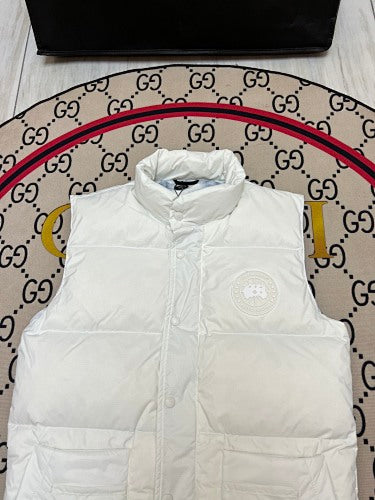 Canada Goose White Stand-Collar Quilted Vest