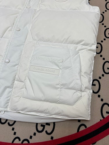 Canada Goose White Stand-Collar Quilted Vest