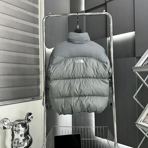 The North Face Gray Stand-Collar Quilted Puffer Jacket