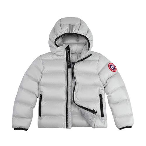 Canada Goose Light Gray Stripe-Detail Hooded Puffer Jacket