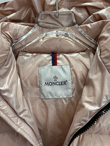 Moncler Rose Gold Glossy Hooded Quilted Puffer Jacket