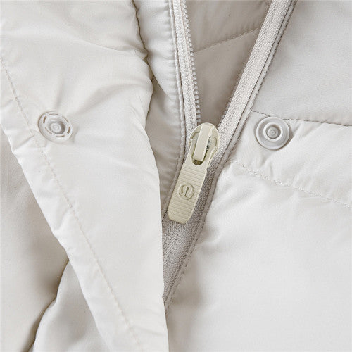 Lululemon Ivory White Tonal-Logo Hooded Quilted Puffer Jacket