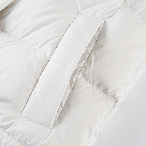 Lululemon Ivory White Tonal-Logo Hooded Quilted Puffer Jacket