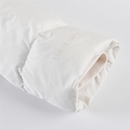 Lululemon Ivory White Tonal-Logo Hooded Quilted Puffer Jacket