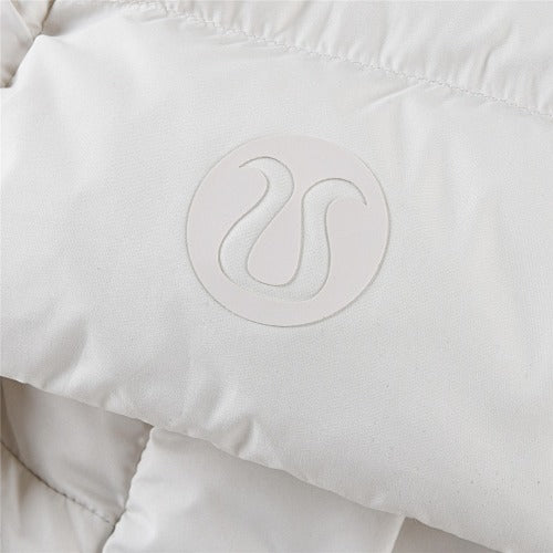 Lululemon Ivory White Tonal-Logo Hooded Quilted Puffer Jacket