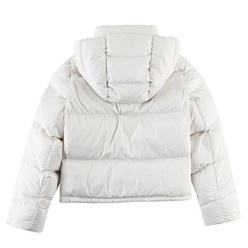 Lululemon Ivory White Tonal-Logo Hooded Quilted Puffer Jacket