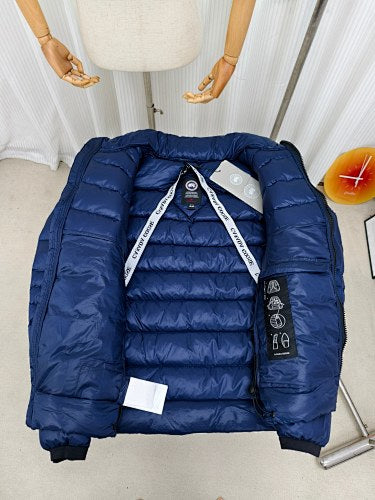 Canada Goose Navy Blue Contrast-Zip Stand-Collar Puffer Jacket